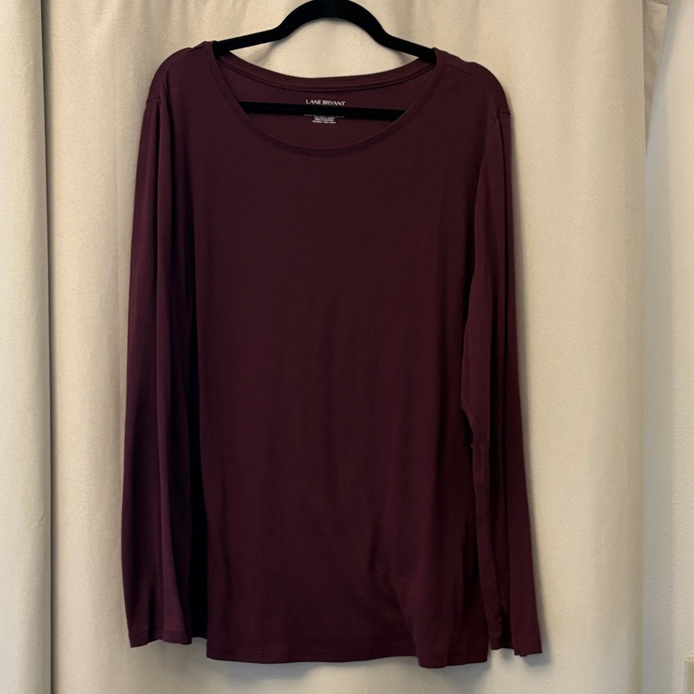 Lane Bryant Deep Burgundy Long Sleeve Tee